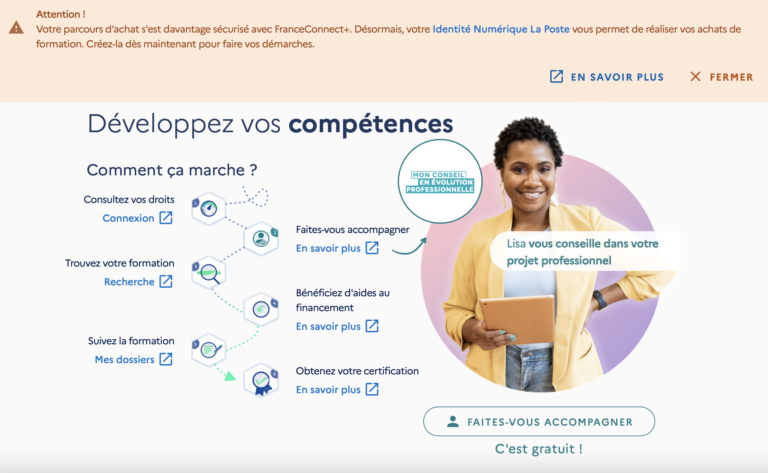 Sécurisez votre parcours d'achat sur Mon Compte Formation avec France Connect +